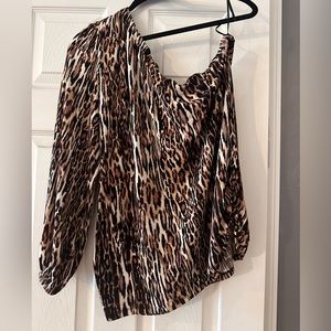 One shoulder leopard print blouse size XL